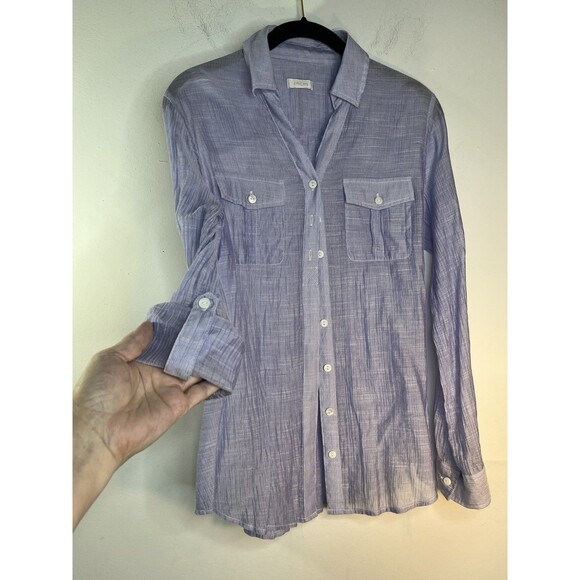 chicos Button Up Lavender Light Knit blouse top shirt 0 S 4 6 - Picture 6 of 10